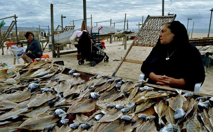 Dried fish seller on Nazaré seafront